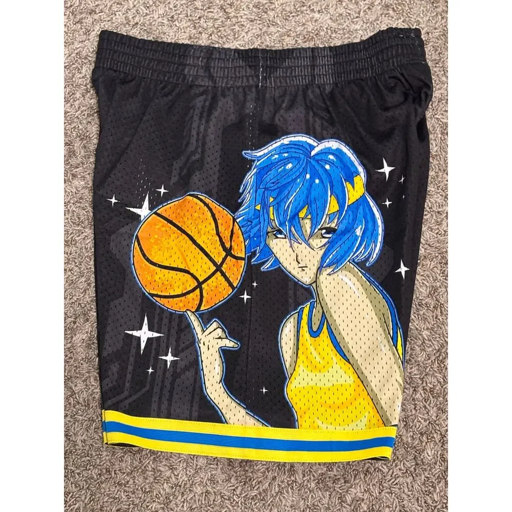 Denver Nuggets Mitchell & Ness NBA HWC Black Short Anime Mens Large L NWOT New